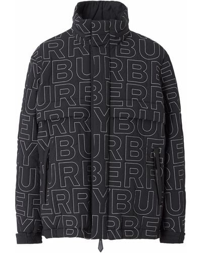 Burberry Verstaubare Jacke mit Logo-Stickerei - Schwarz