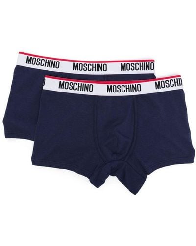 Moschino Logo-waistband Boxer Pack (pack Of Two) - Blue