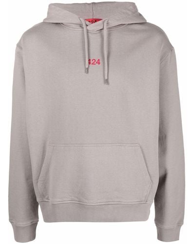 424 Logo-embroidered Hoodie - Gray