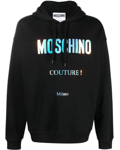 Moschino Logo-print Cotton Hoodie - Black