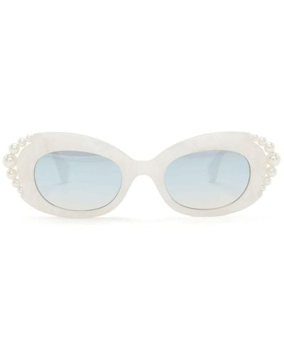 Vivienne Westwood Vivienne Pearl Sonnenbrille mit ovalem Gestell - Blau