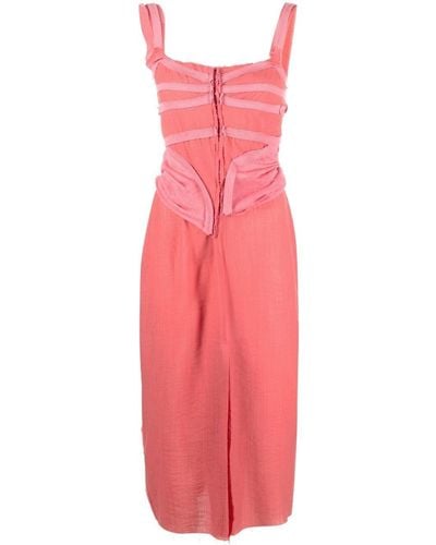 TALIA BYRE Tape-detail Sleeveless Midi Dress - Pink