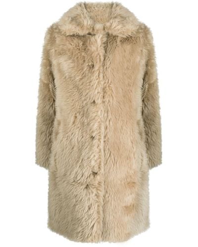 Yves Salomon Spread-collar Faux-fur Coat - Natural
