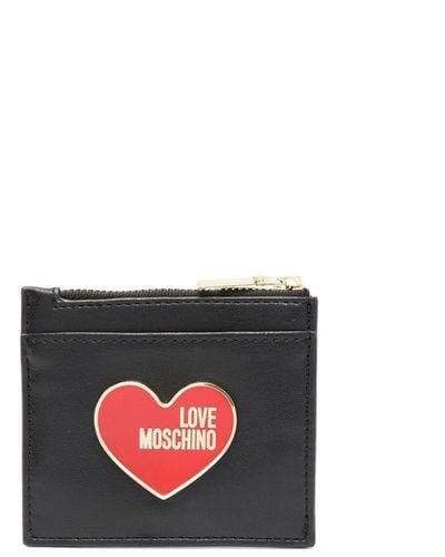 Love Moschino Portefeuille en cuir artificiel à plaque logo - Blanc