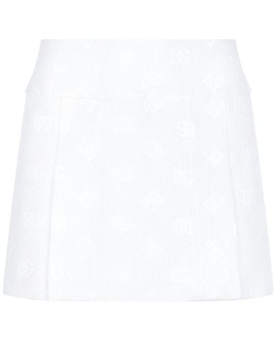 Dolce & Gabbana Logo Jacquard Mini Skirt - White