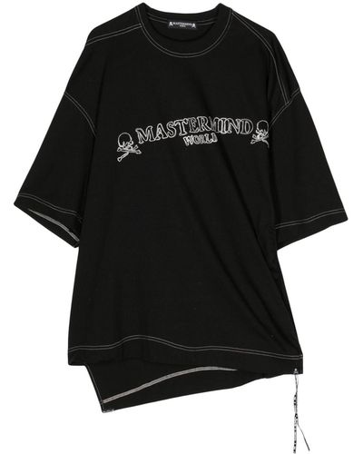 MASTERMIND WORLD Asymmetrisch Katoenen T-shirt - Zwart