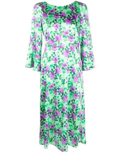 P.A.R.O.S.H. Floral-print Boat Neck Dress - Green