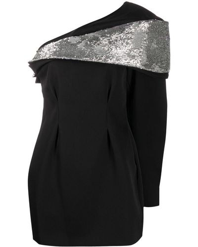 Isabel Marant Asymmetric-shoulder Sequin-embellished Dress - Black