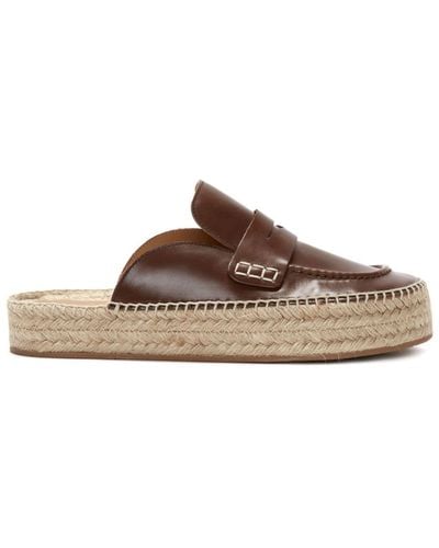 JW Anderson Penny-slot Leather Loafer Mules - Brown