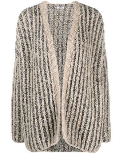 Maiami Boucle Brioche Stripe-pattern Cardigan - Natural