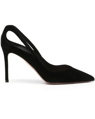Aquazzura Sheeva 85mm Suede Court Shoes - Black