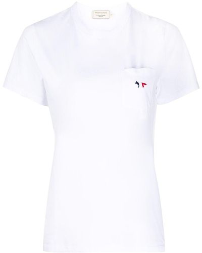 Maison Kitsuné T-shirt Met Geborduurde Vos - Wit