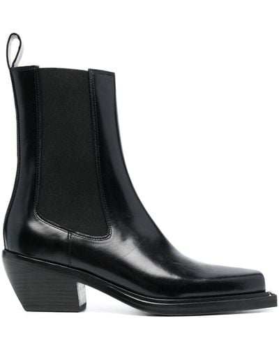 Sandro Stacked-heel Leather Ankle Boots - Black