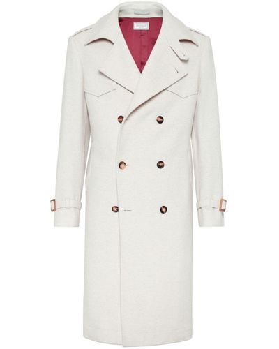 Brunello Cucinelli Long Double-breasted Coat - White
