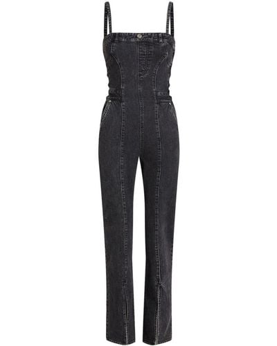 Karl Lagerfeld Combinaison en jean à encolure carrée - Bleu