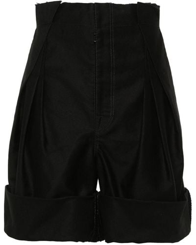 Maison Margiela Pleat-detail Raw-cut Shorts - Black