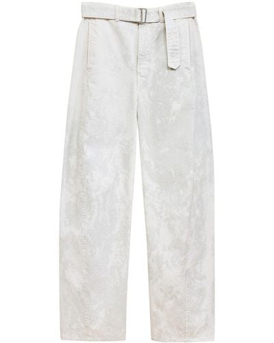 Lemaire Acid-wash Belted Cotton Pants - White