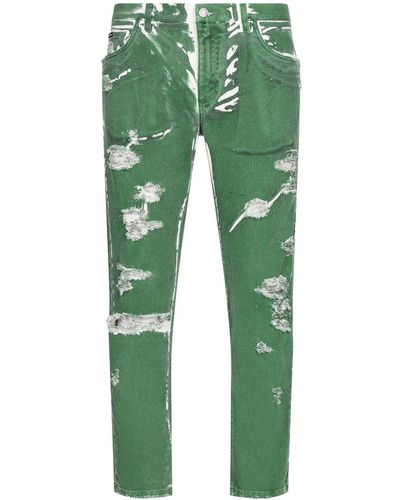 Dolce & Gabbana Jean à patch logo - Vert