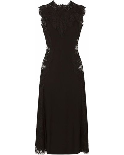 Dolce & Gabbana Lace-detail Midi Dress - Black