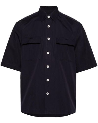 Lardini Camp-collar Cotton Shirt - Blue