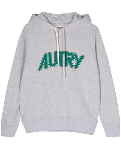 Autry Logo-print Cotton Hoodie - Grey