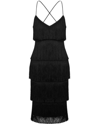 Moschino Fringe-detail Open-back Dress - Black