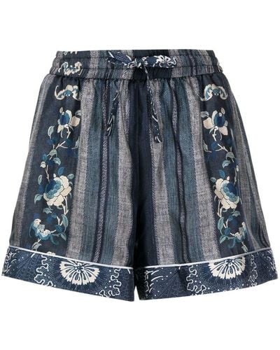 Pierre Louis Mascia Floral-print Short Shorts - Blue
