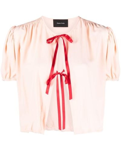 Simone Rocha Tie-fastening Cropped Blouse - Pink