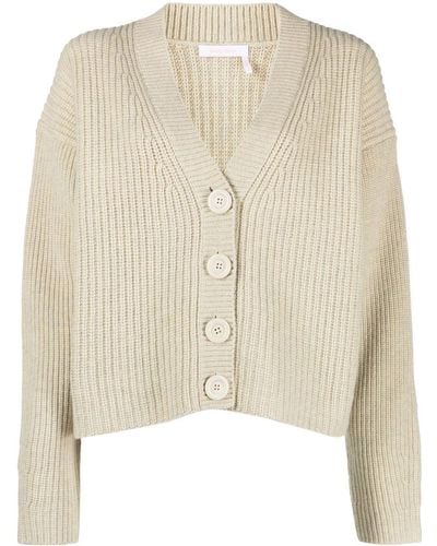 See By Chloé Neutral Knitted Cardigan - Women's - Polyamide/wool - Natural