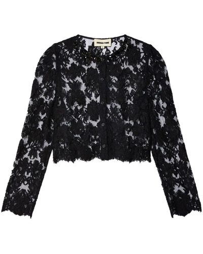 ShuShu/Tong Floral-lace Button-front Cardigan - Black