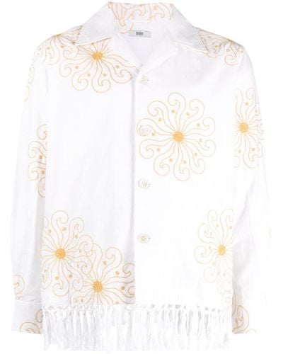 Bode Soleil Fringe Long-sleeved Shirt - White