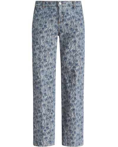 Etro Jean droit à motif en jacquard - Bleu