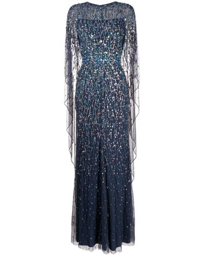 Jenny Packham Delphine Sequin-embellished Gown Dress - Blue