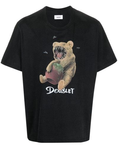 Doublet Graphic-print Cotton T-shirt - Black