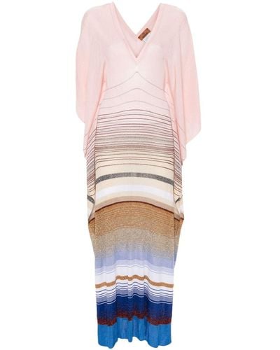 Missoni Striped Fine-ribbed Beach Dress - Pink