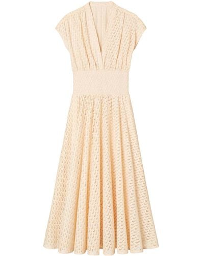Tory Burch Embroidered Cotton Midi Dress - Natural