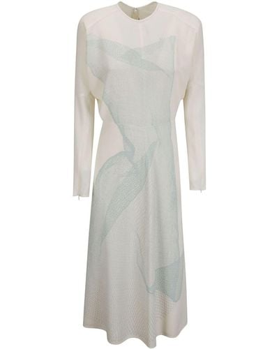 Victoria Beckham Contorted-net Maxi Dress - Gray