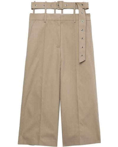ROKH Cut-out Cropped Trousers - Natural