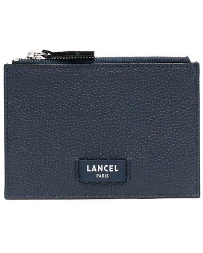 Lancel Logo-patch Leather Card Holder - Blue
