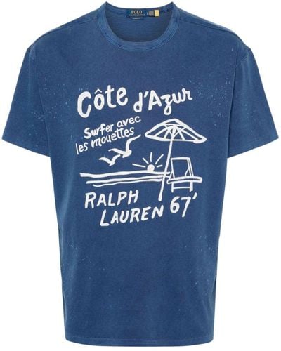 Polo Ralph Lauren Embroidered-Logo T-Shirt - Blue