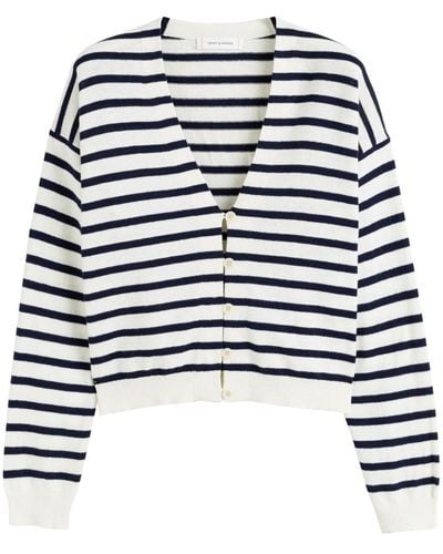 Chinti & Parker Striped Button-up Cardigan - Blue
