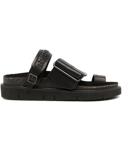 Y's Yohji Yamamoto Tanned Stud-embellished Sandals - Black