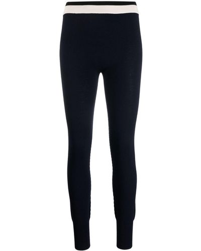 Jil Sander Contrast-stripe Knitted leggings - Blue