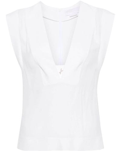 Genny Logo-embellished Sleeveless Blouse - White