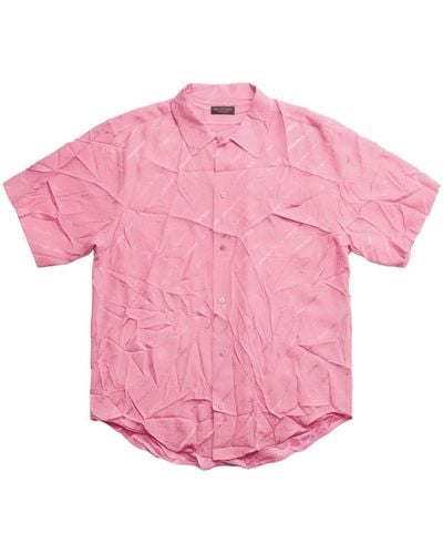 Balenciaga Crease-effect Silk Shirt - Pink