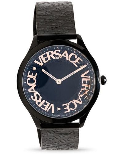 Versace Halo Horloge Met Logo - Zwart