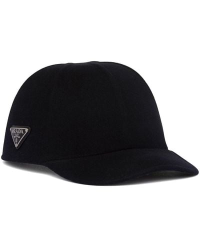 Prada Triangle-logo Felt Baseball Cap - Black