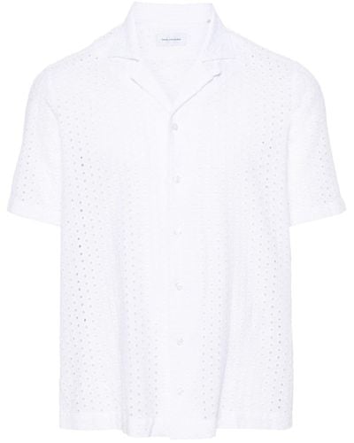 Tagliatore Cut-out Detail Cotton Shirt - White