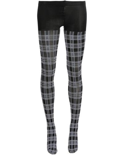 Thom Browne Prince-of-wales Check Opaque Tights - Black