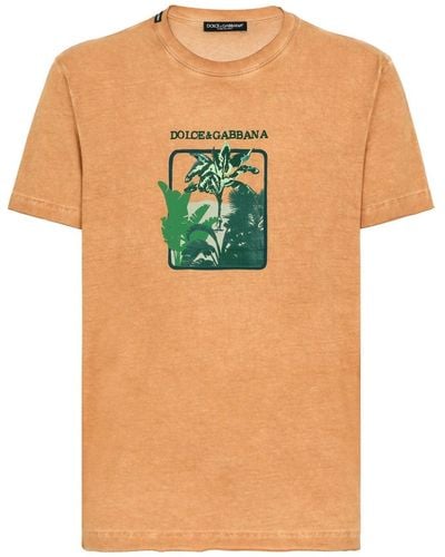 Dolce & Gabbana T-Shirt mit Blatt-Print - Grün